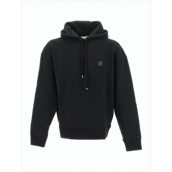Maison Kitsuné Relaxed Fit Black Cotton Hoodie With Embroidered Logo - NWT